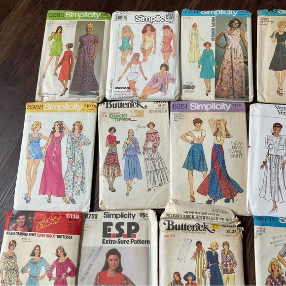 Lot of 17 Vintage sewing patterns  cut & uncut lot 60s 70s 80s hippie boho - Picture 2 of 10